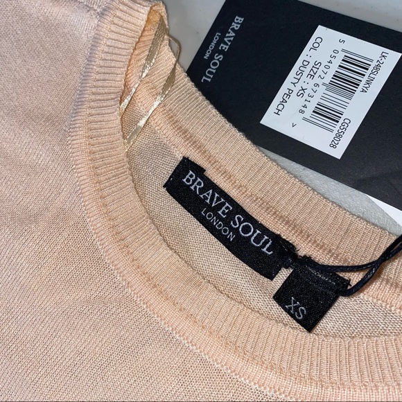 NEW Brave Soul London Dusty Peach Swoop Neck Pull over knit Sweater Size XS - Picture 2 of 6